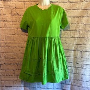 Zara Green Casual Sundress Short Sleeve Crew Neck Mini Size Medium
